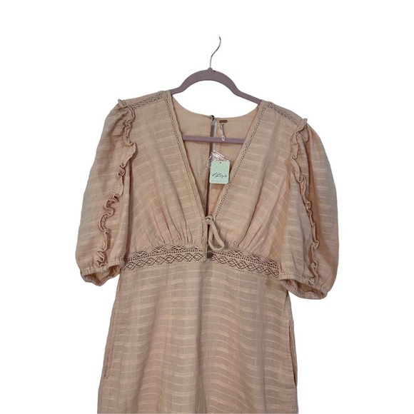 Free People Slow Pace Midi Size Medium Brand New Peach‎ Pink Salmon - Picture 8 of 12